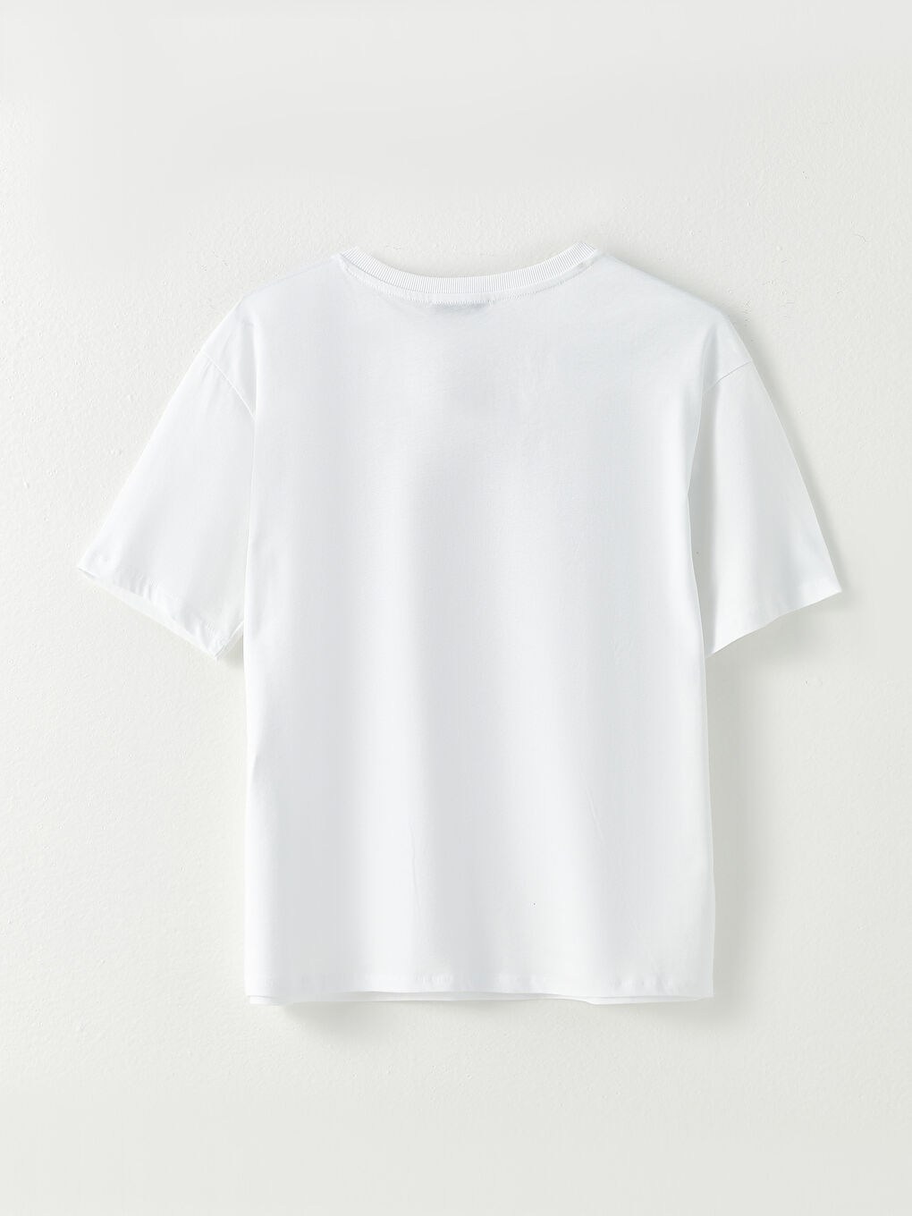 Beyaz Bisiklet Yaka Yazı Baskılı Kısa Kollu Kadın Tişört-6