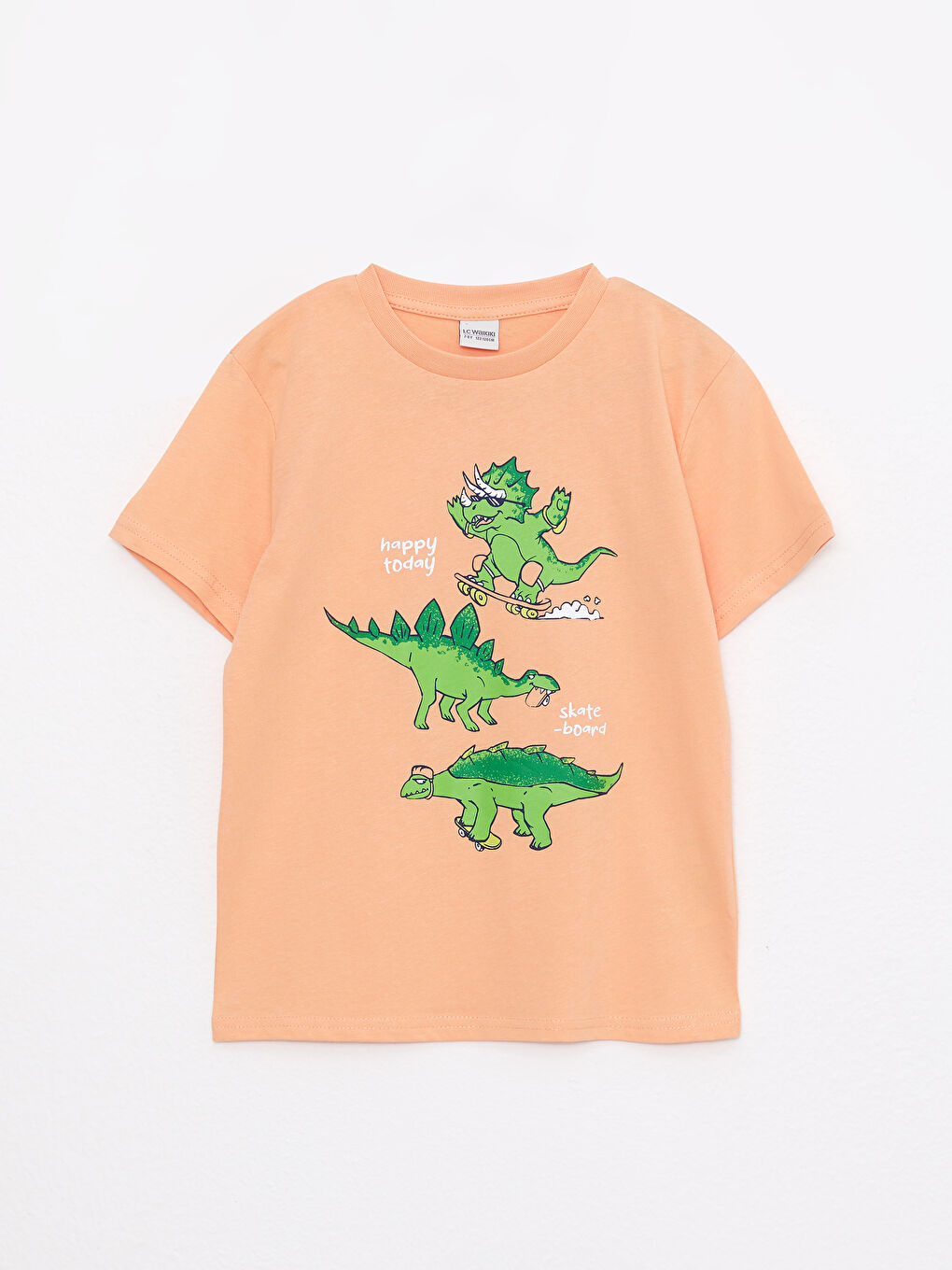 Turuncu Bisiklet Yaka Baskılı Kısa Kollu Pamuklu Erkek Çocuk Tişört
