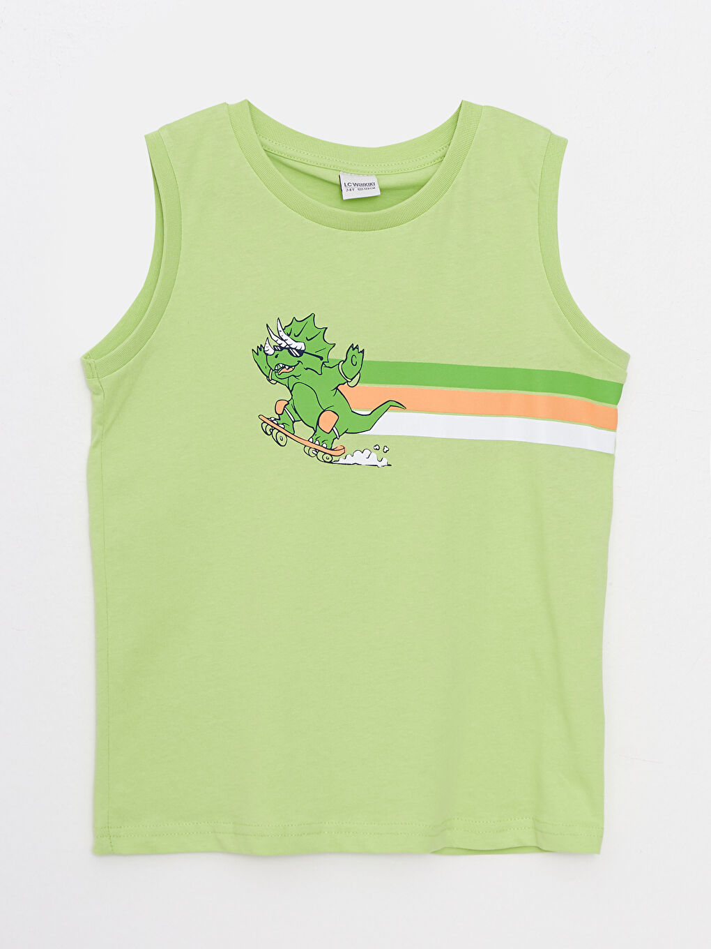 Yeşil Bisiklet Yaka Baskılı Pamuklu Erkek Çocuk Atlet
