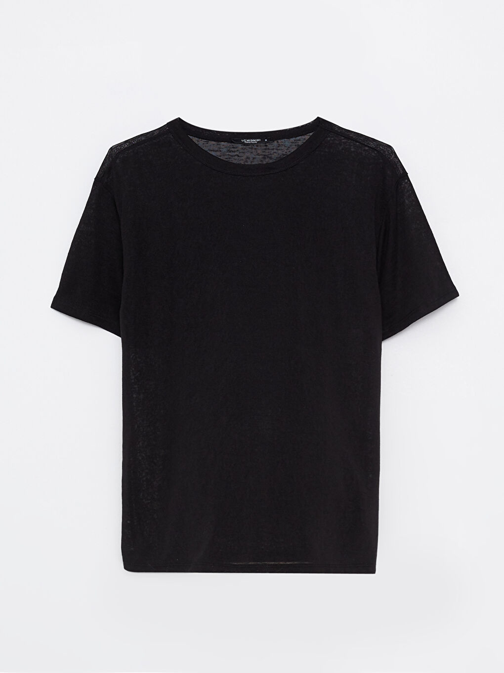 Siyah Bisiklet Yaka Düz Kısa Kollu Hamile Tişört-5