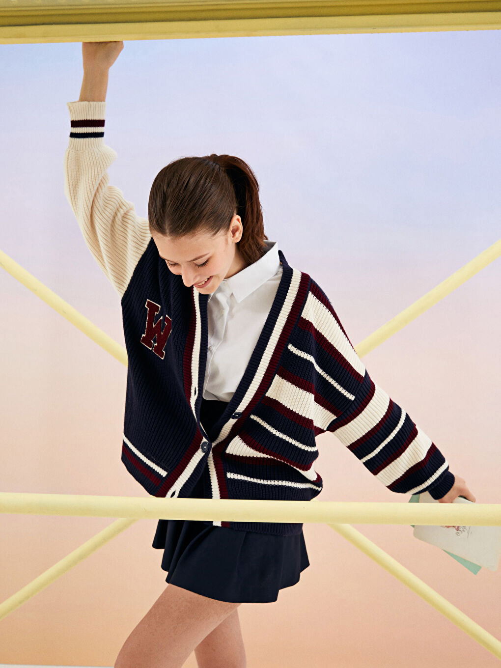 V Neck Color Block Long Sleeve Women's Knitwear Cardigan-4