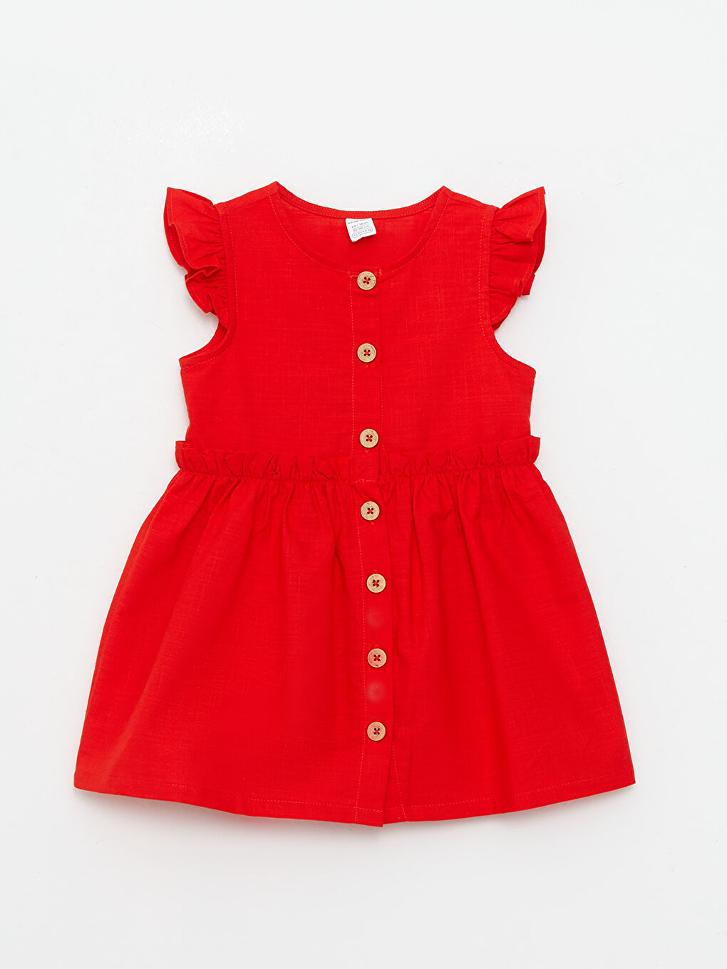 Kırmızı Bisiklet Yaka Basic Pamuklu Kız Bebek Elbise