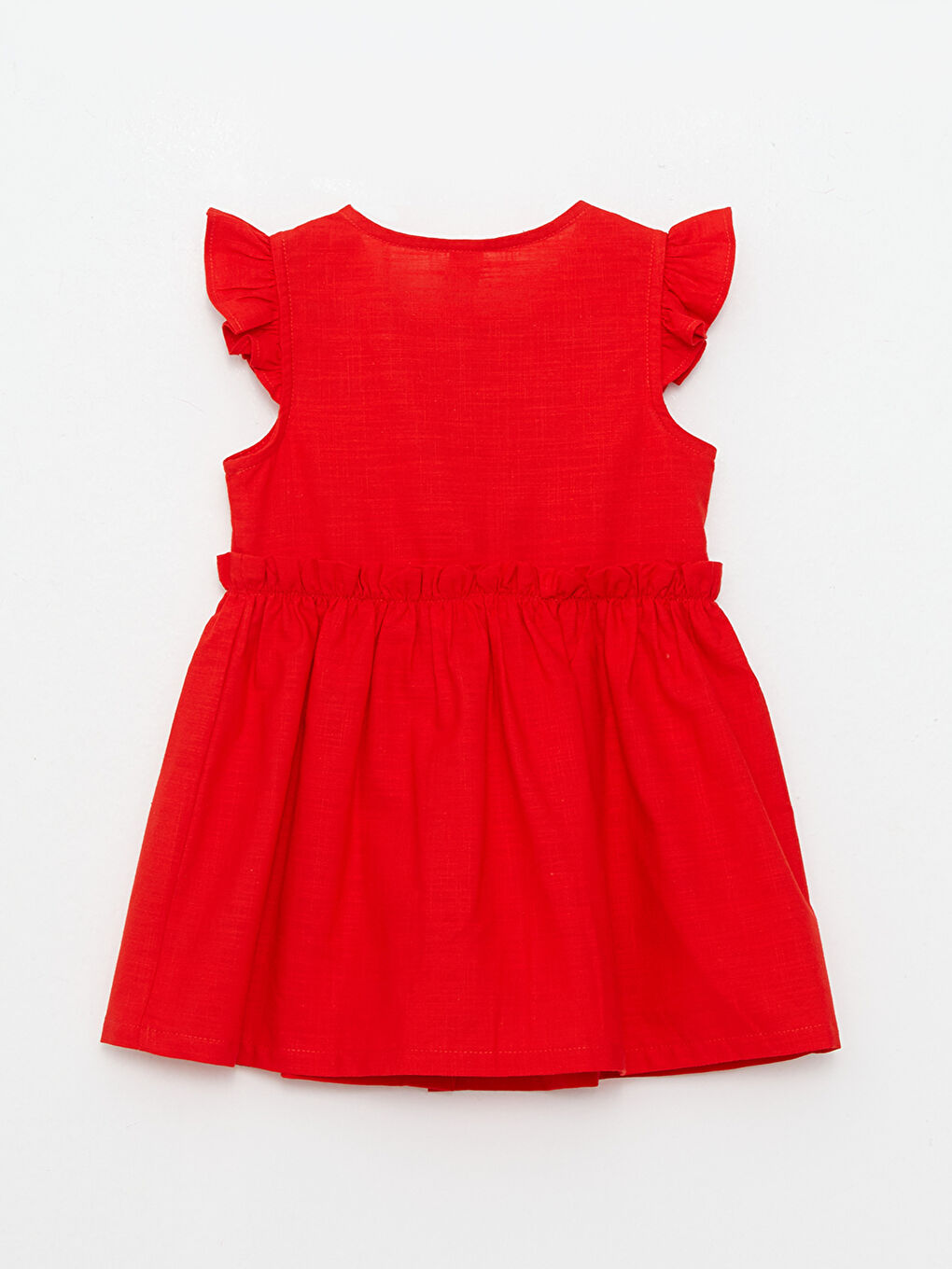 Kırmızı Bisiklet Yaka Basic Pamuklu Kız Bebek Elbise-1
