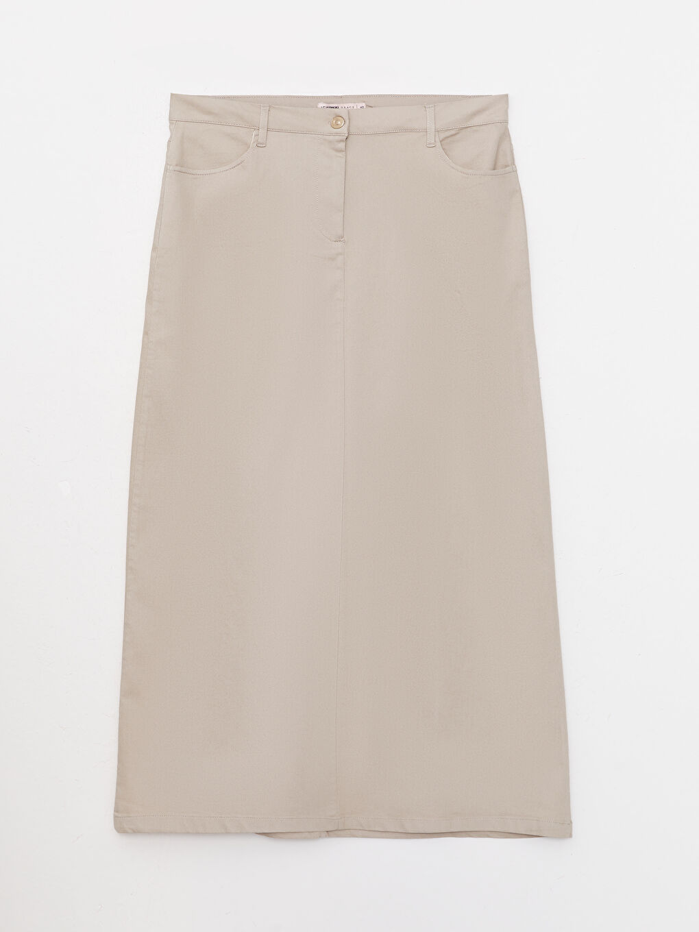 Bej Düz Gabardin Kadın Etek-1