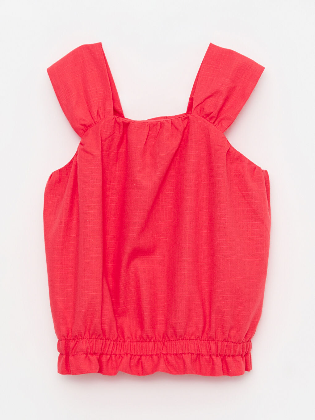 قميص بناتي قطن أساسي بدون أكمام بياقة حرف U