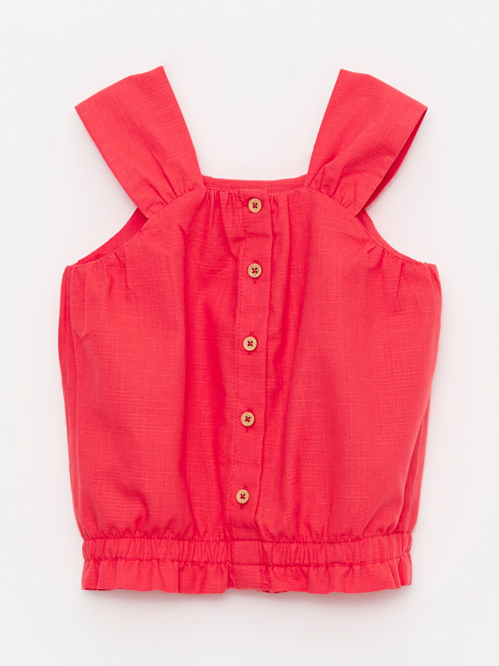 قميص بناتي قطن أساسي بدون أكمام بياقة حرف U-1