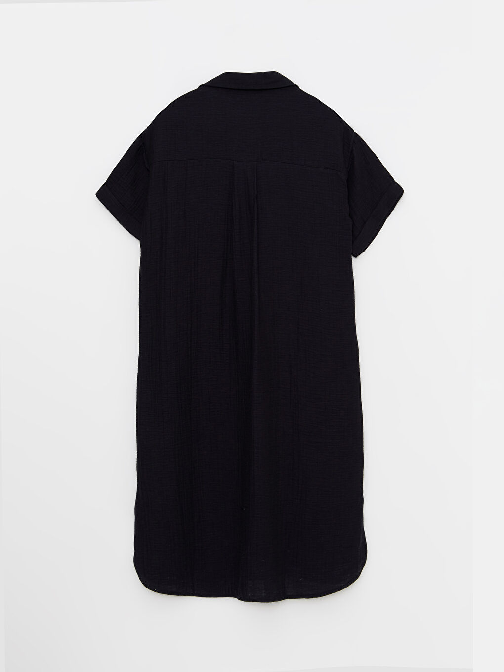 Collared Neck Plain Short Sleeve Women's Dress-6