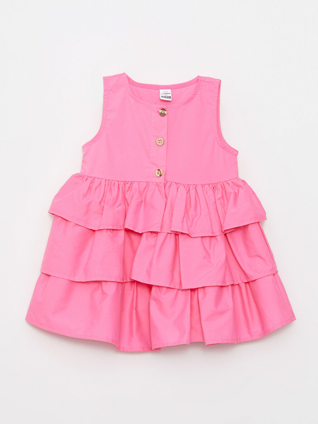 Pembe Bisiklet Yaka Basic Kız Bebek Elbise