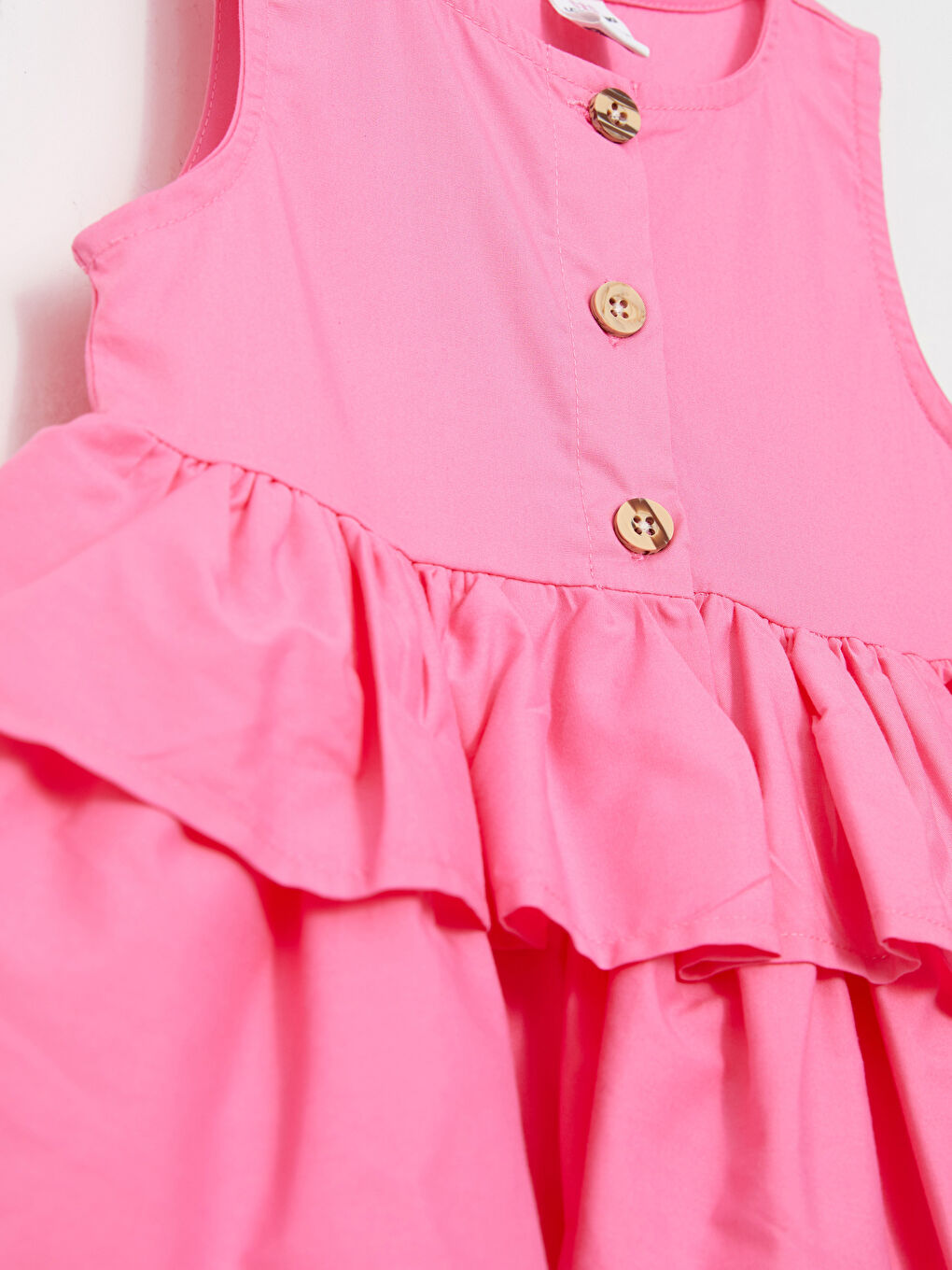 Pembe Bisiklet Yaka Basic Kız Bebek Elbise-1