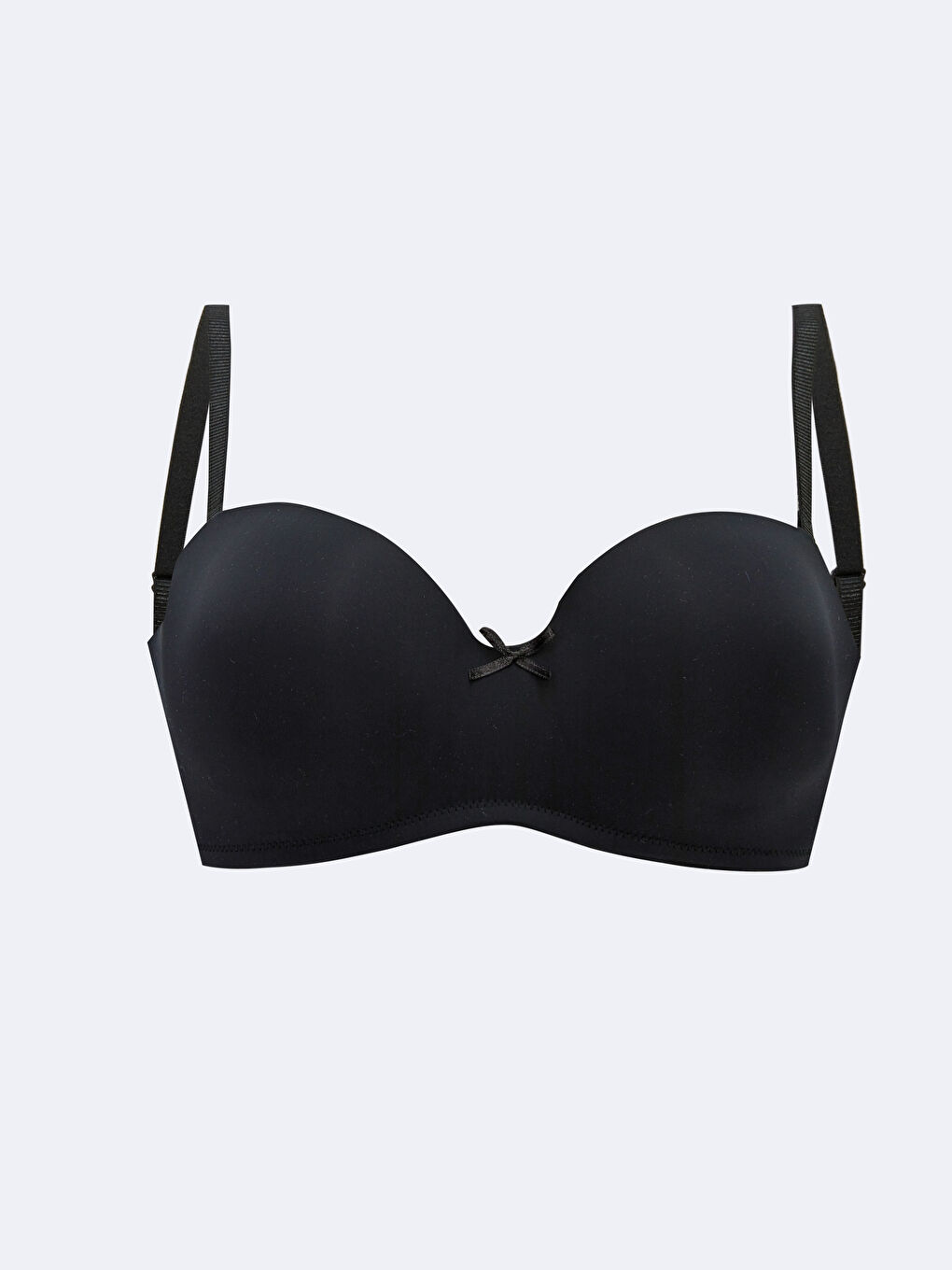 Siyah Balenli Dolgusuz Düz Straplez Sütyen
