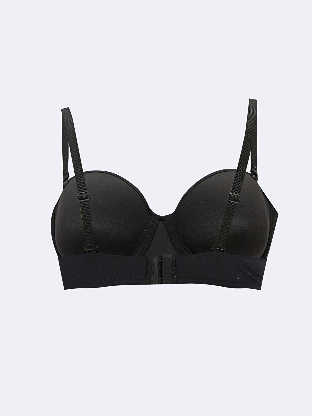 Siyah Balenli Dolgusuz Düz Straplez Sütyen-1