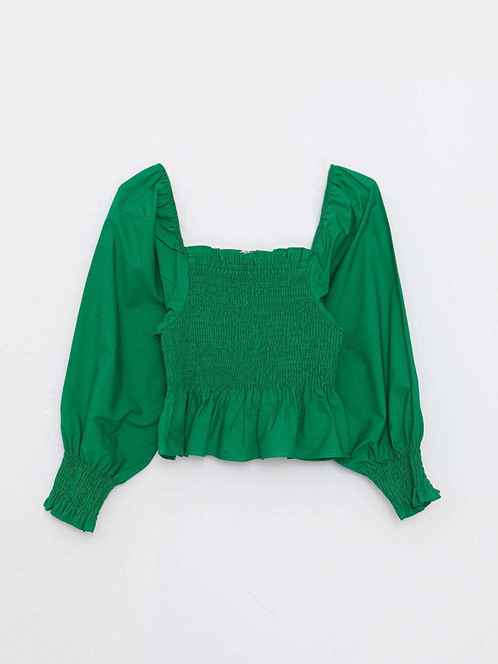 بلوزة كم طويل بوبلين ياقة مربعة للسيدات-5