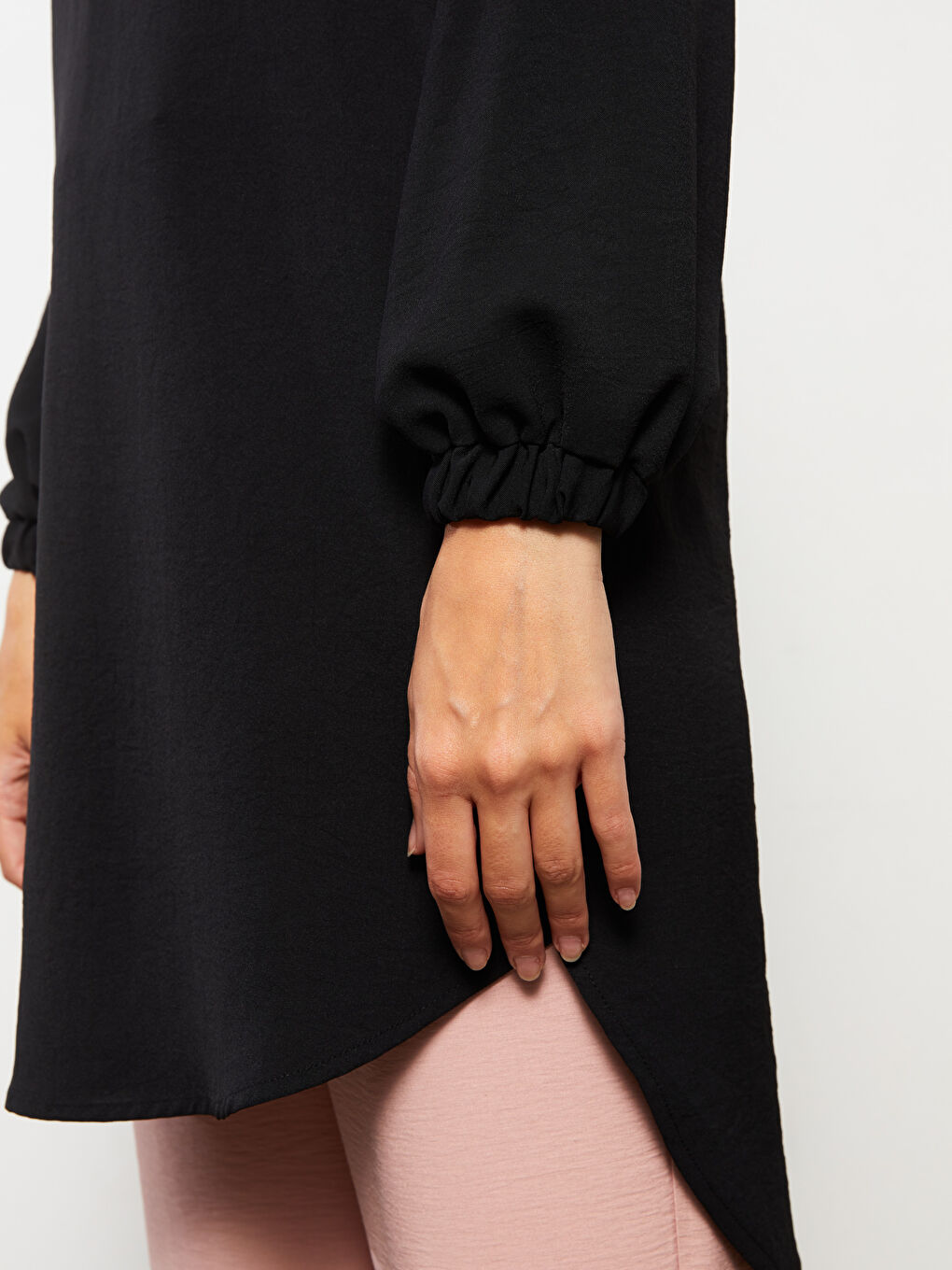 قميص تونيك للسيدات كم طويل سادة-3