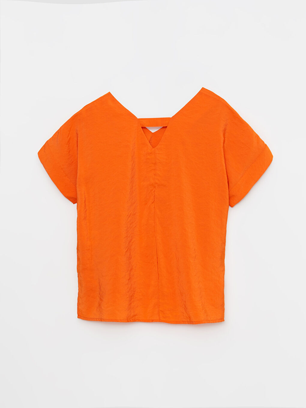 V-Neck Plain Short Sleeve Women's Blouse-4