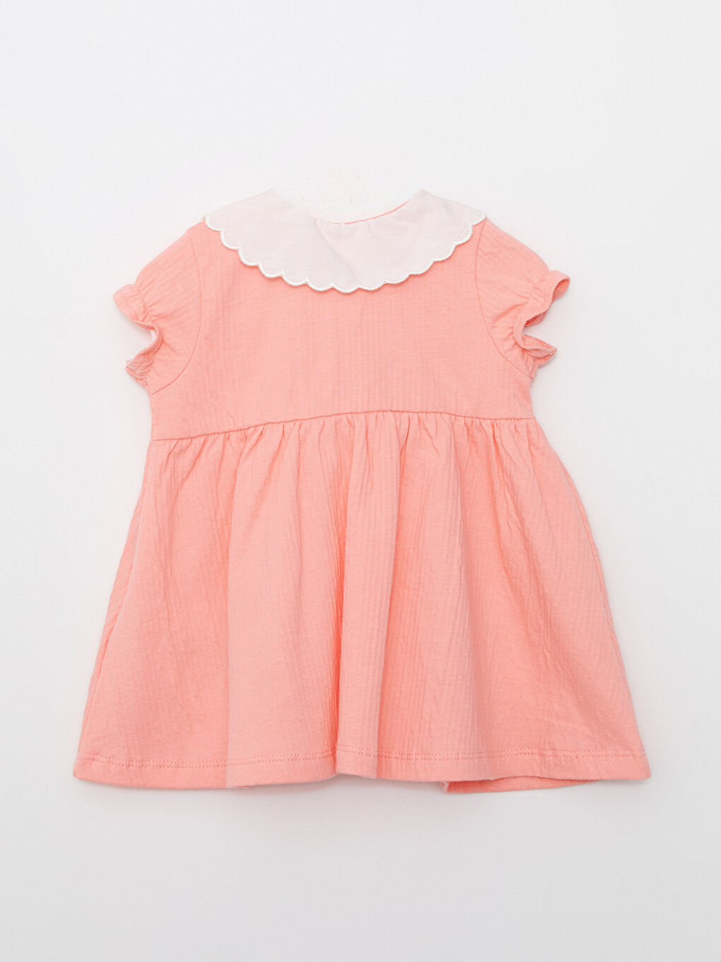 Baby Collar Short Sleeve Embroidery Detailed Baby Girl Dress-4