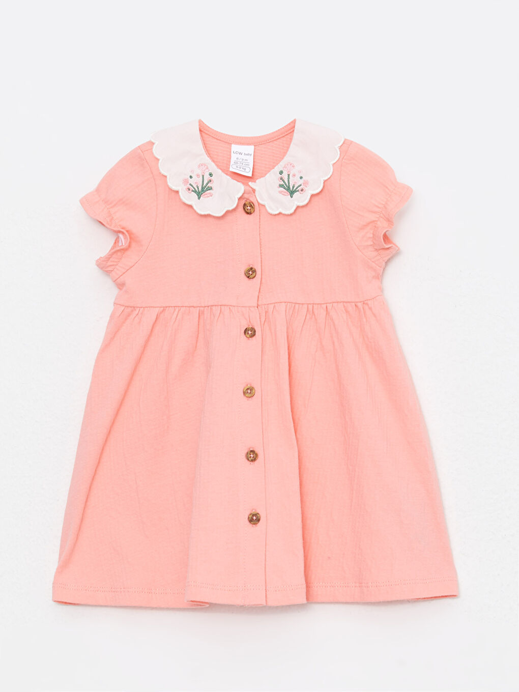 Baby Collar Short Sleeve Embroidery Detailed Baby Girl Dress