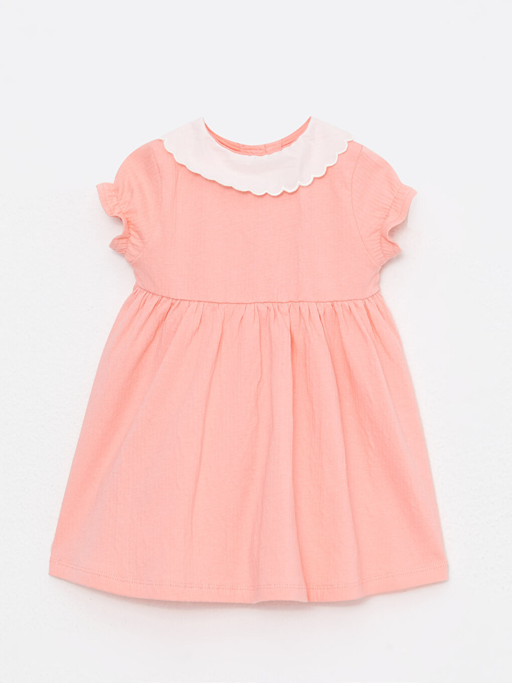 Baby Collar Short Sleeve Embroidery Detailed Baby Girl Dress-2