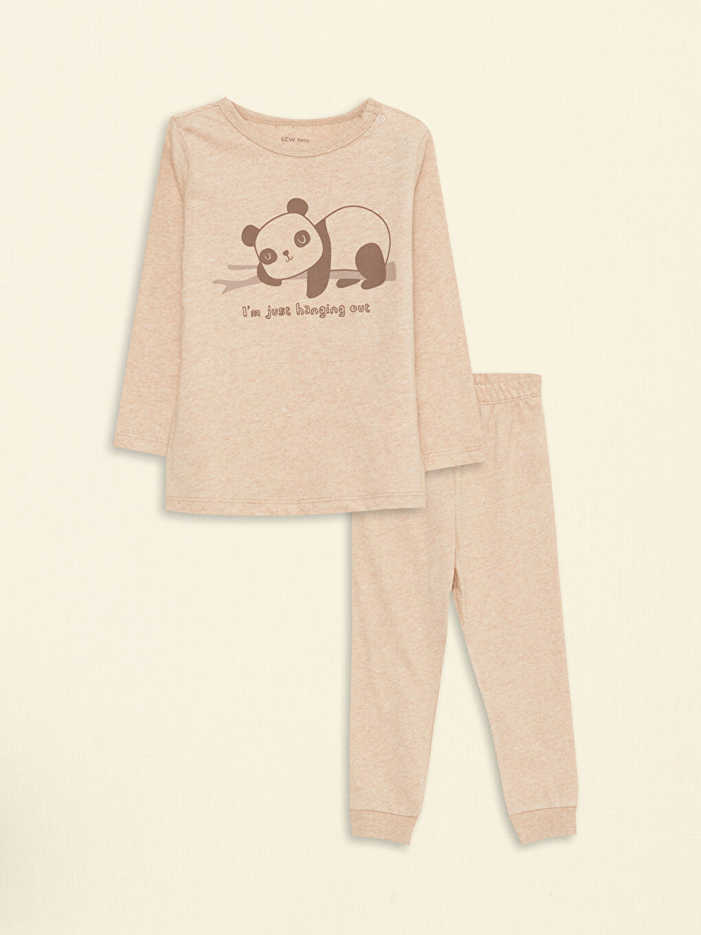 Kahverengi Bisiklet Yaka Uzun Kollu Baskılı Erkek Bebek Pijama Takım