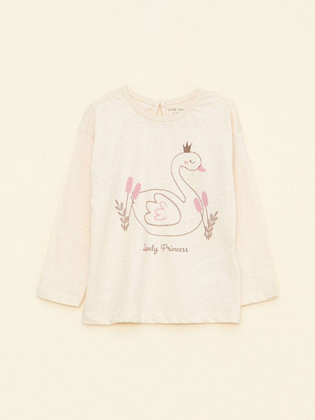 Bej Bisiklet Yaka Uzun Kollu Baskılı Kız Bebek Pijama Takımı-1