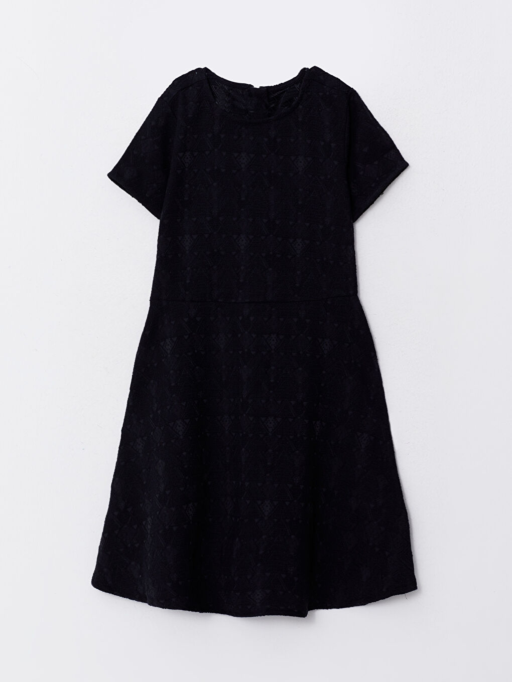 فستان بنات بكول مدور منقوش وكم قصير