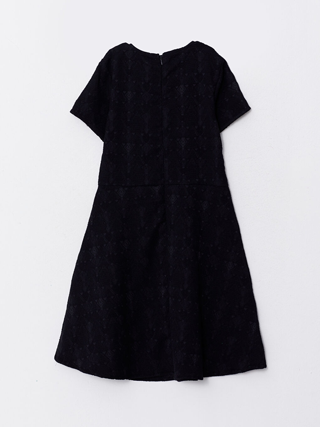 فستان بنات بكول مدور منقوش وكم قصير-1