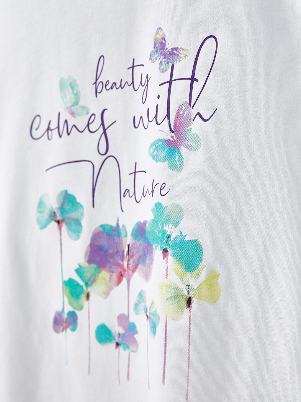 Crew Neck Printed Short Sleeve Cotton Girl T-shirt-2