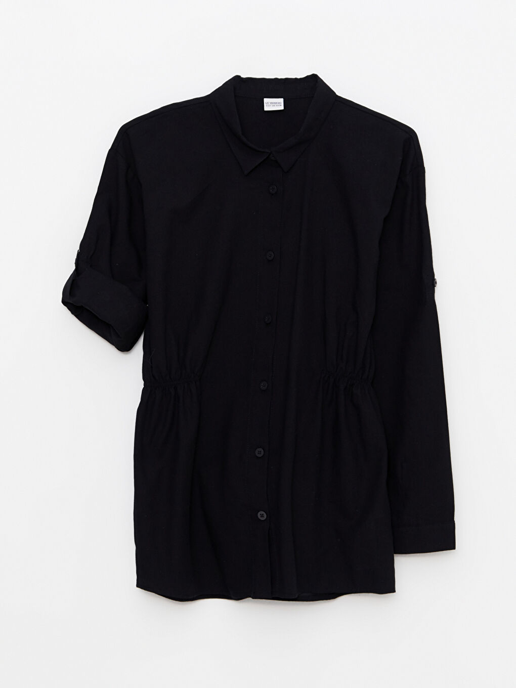 Siyah Basic Uzun Kollu Poplin Kız Çocuk Gömlek-1