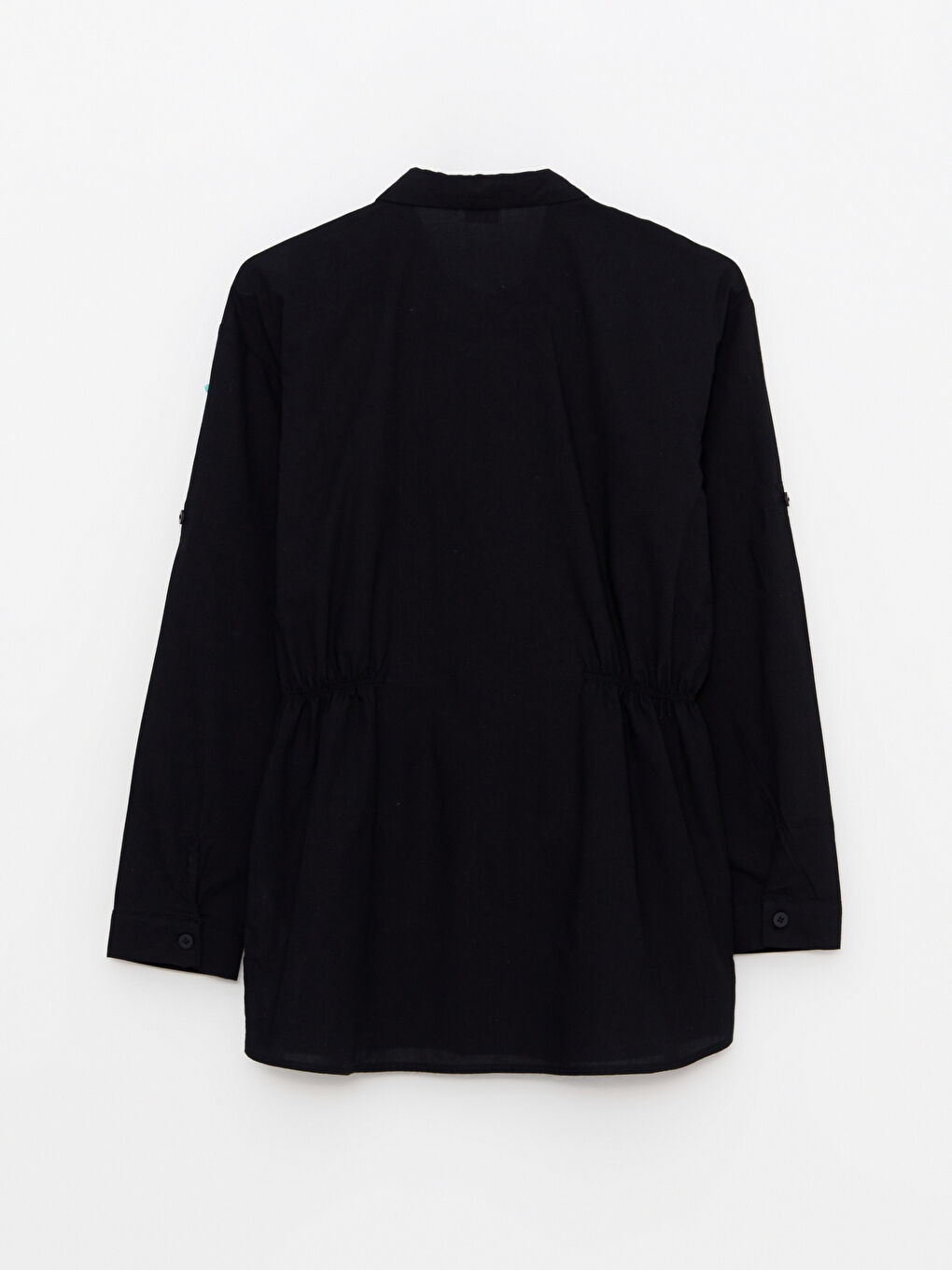 Siyah Basic Uzun Kollu Poplin Kız Çocuk Gömlek-2