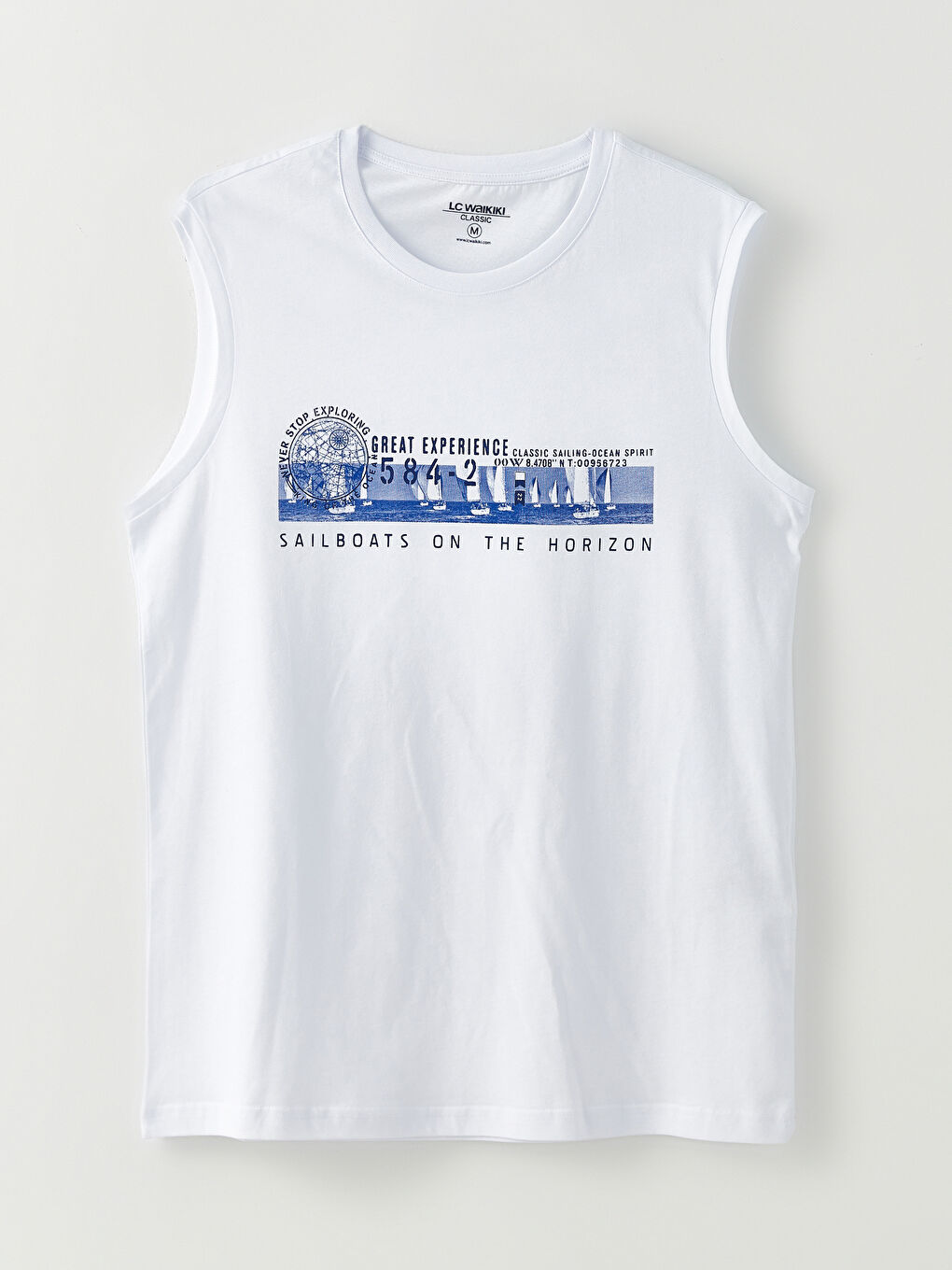 T-shirt sans manches imprimé à col rond pour Hommes-5