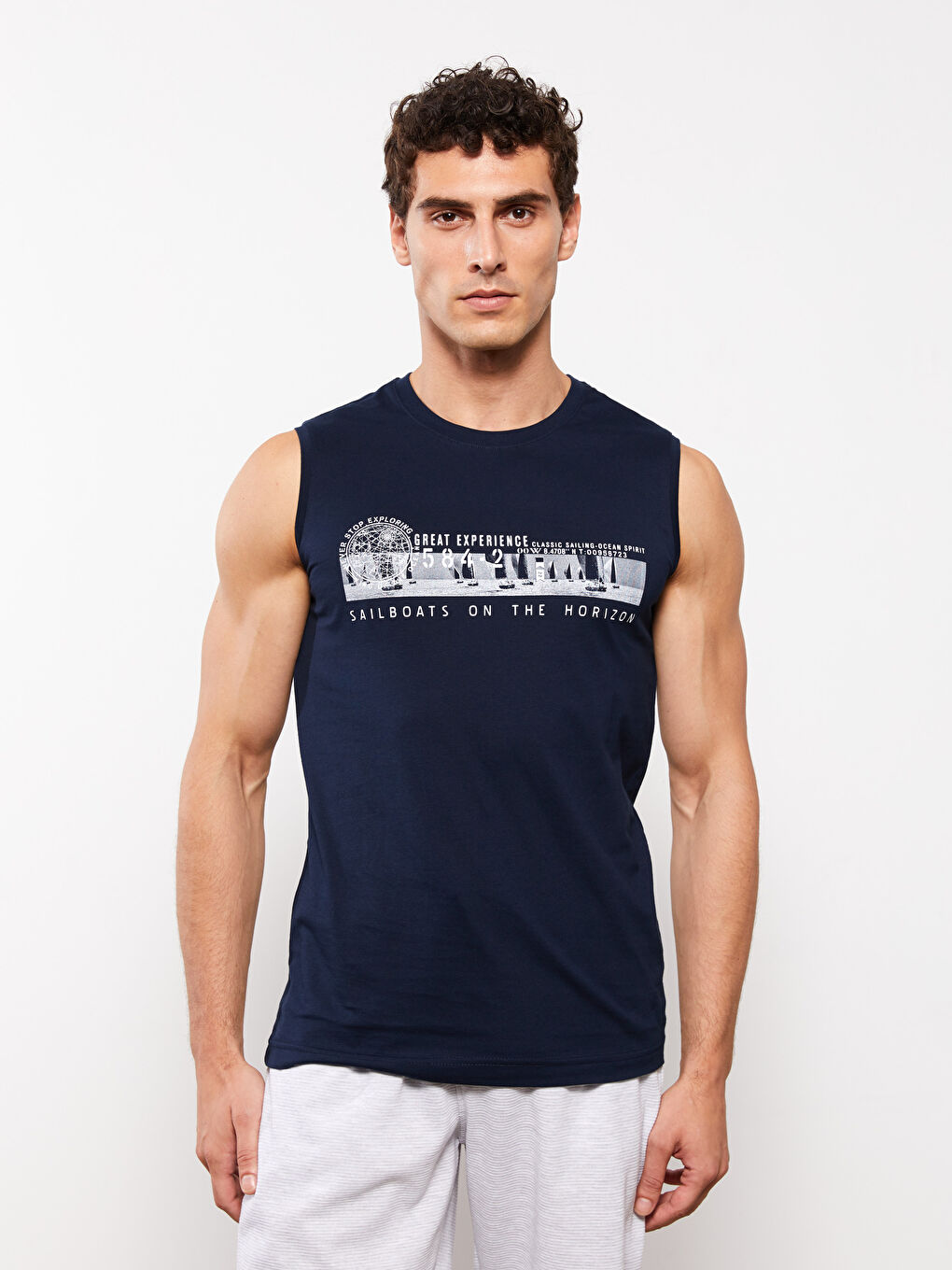 Crew Neck Printed Men's Sleeveless T-Shirt