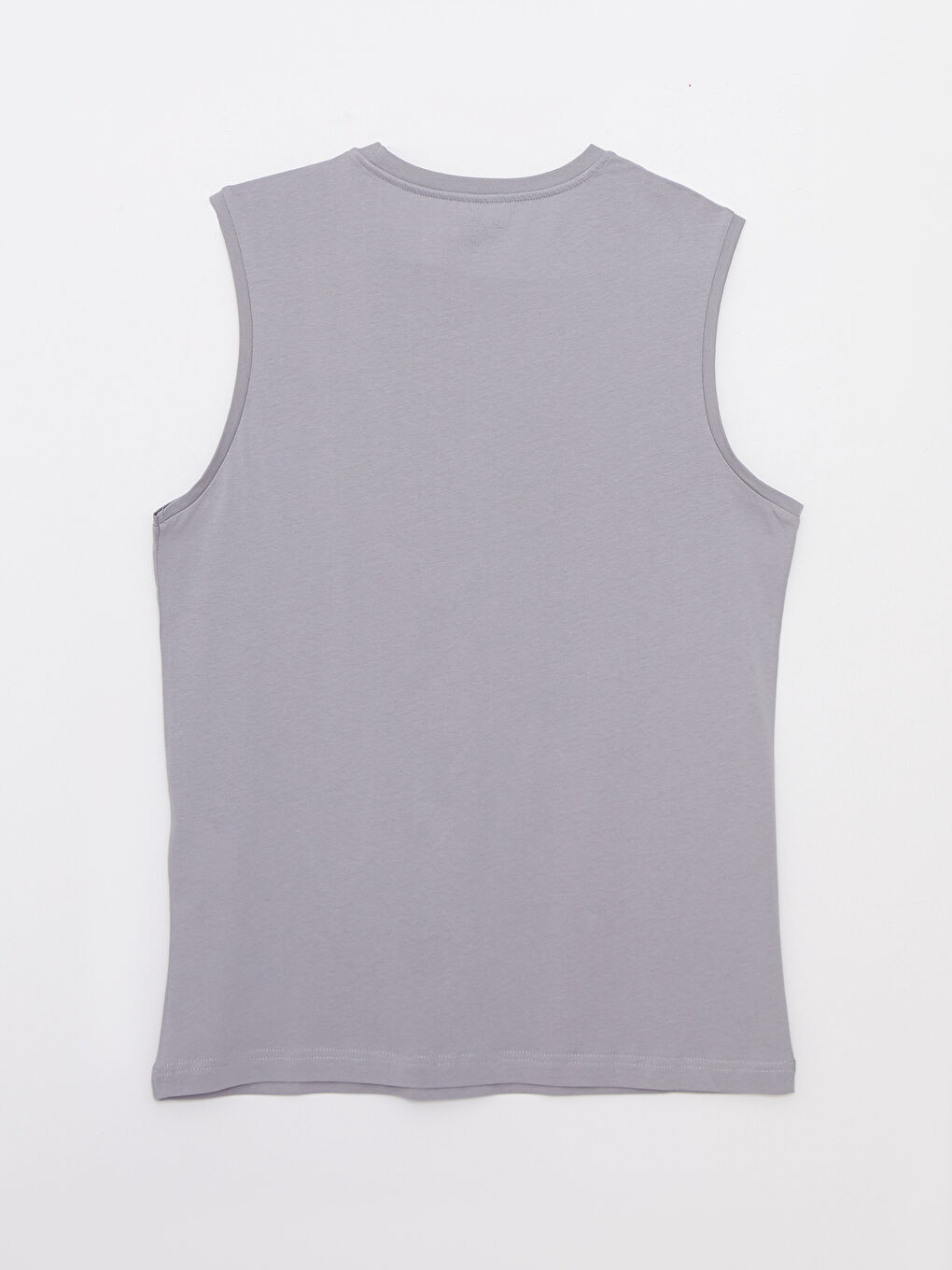 Gri Bisiklet Yaka Baskılı Erkek Kolsuz Tişört-6