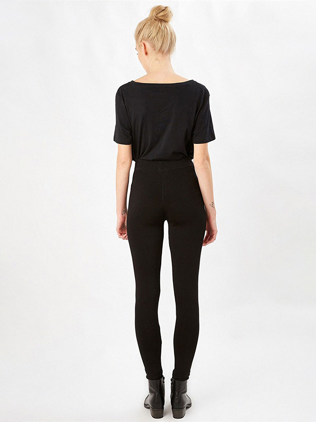 Siyah Beli Lastikli Kadın Tayt-2