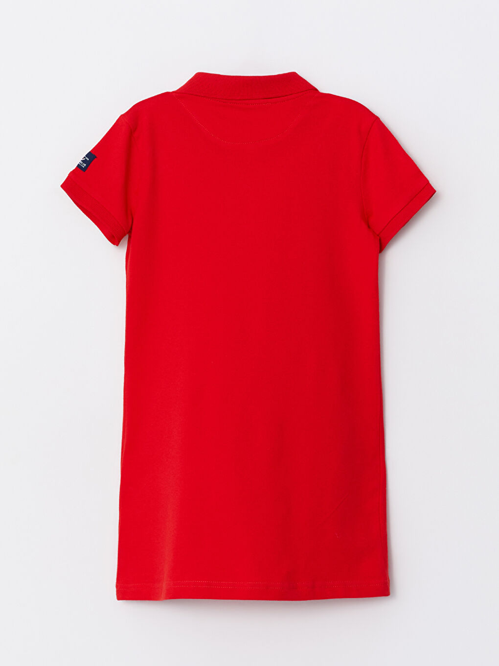 Kırmızı Polo Yaka Basic Kısa Kollu Kız Çocuk Elbise-1