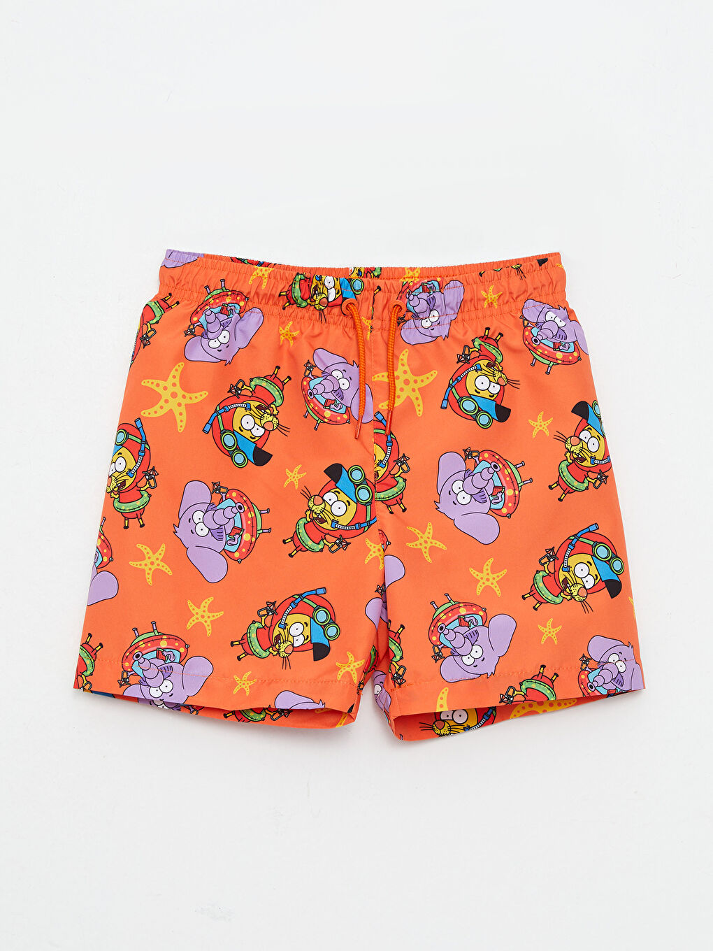 Turuncu Beli Lastikli Kral Şakir Baskılı Hızlı Kuruyan Erkek Çocuk Deniz Şortu