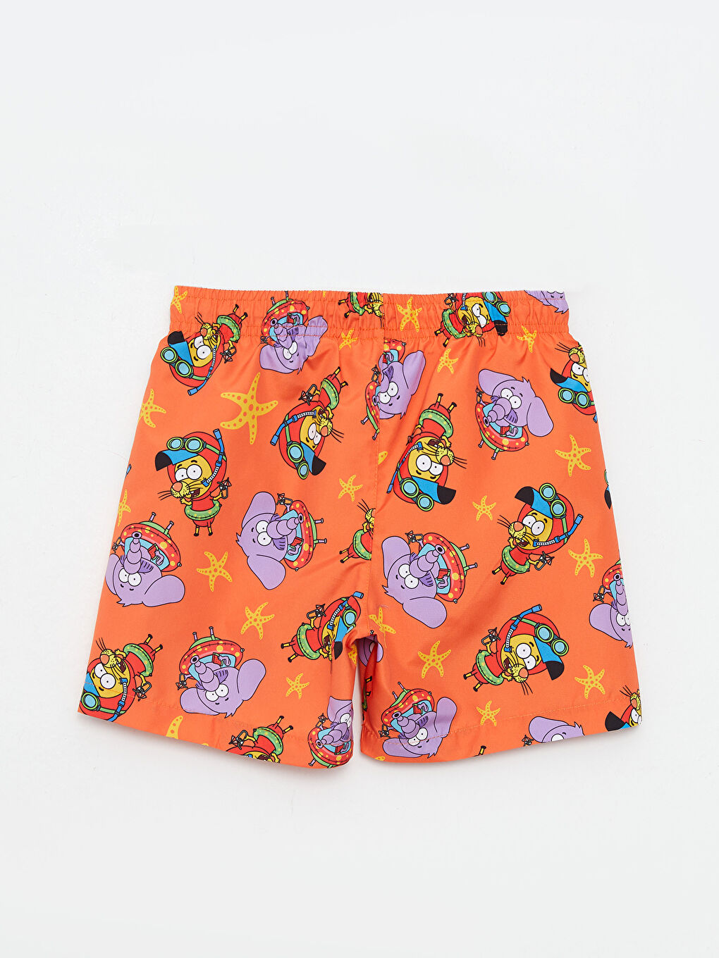 Turuncu Beli Lastikli Kral Şakir Baskılı Hızlı Kuruyan Erkek Çocuk Deniz Şortu-1
