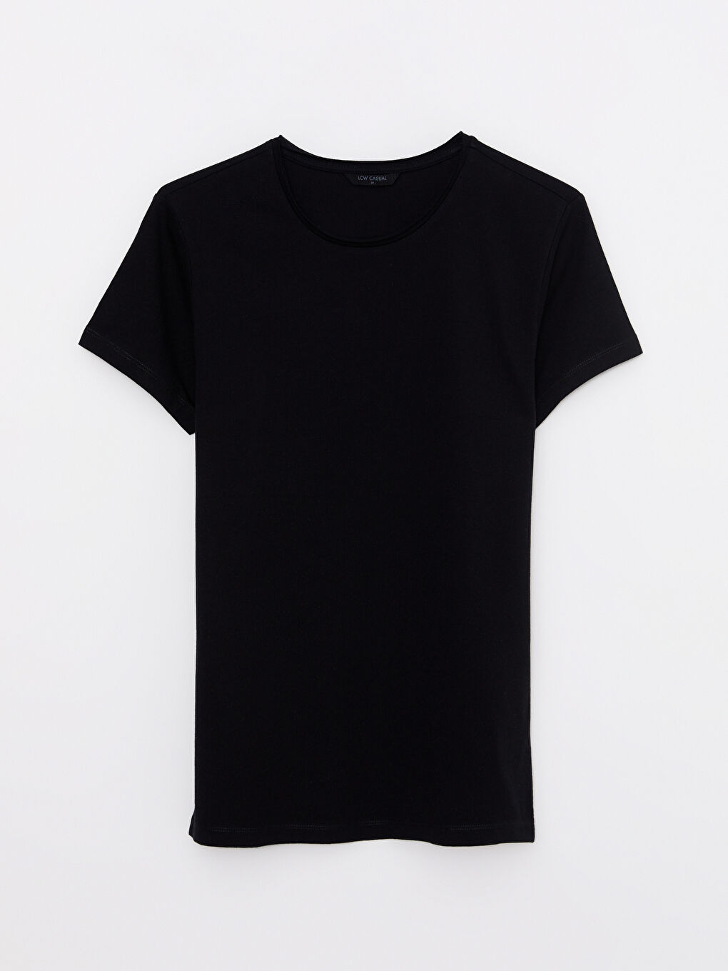 Siyah Bisiklet Yaka Kısa Kollu Basic Penye Erkek Tişört-5