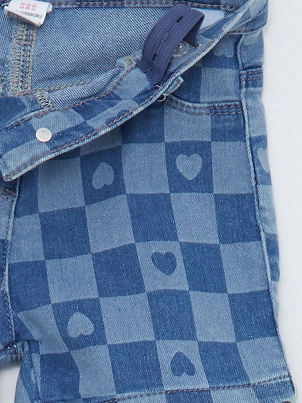 LCW baby Indigo Ekose Desenli Kız Bebek Jean Şort - 2
