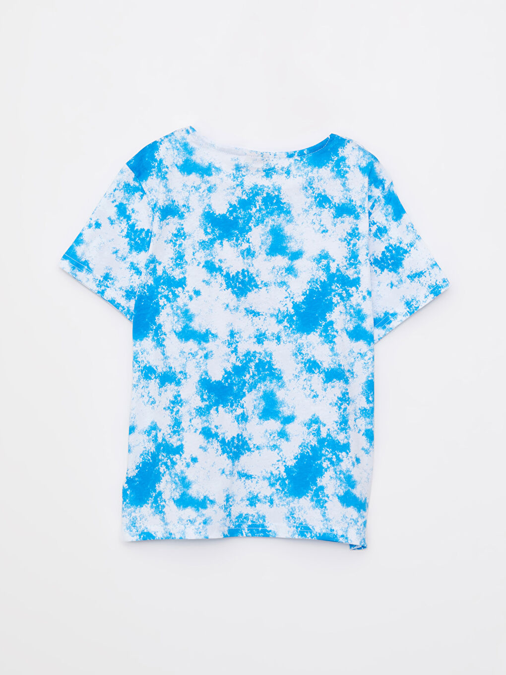 Mavi Bisiklet Yaka Baskılı Kısa Kollu Pamuklu Erkek Çocuk Tişört-1