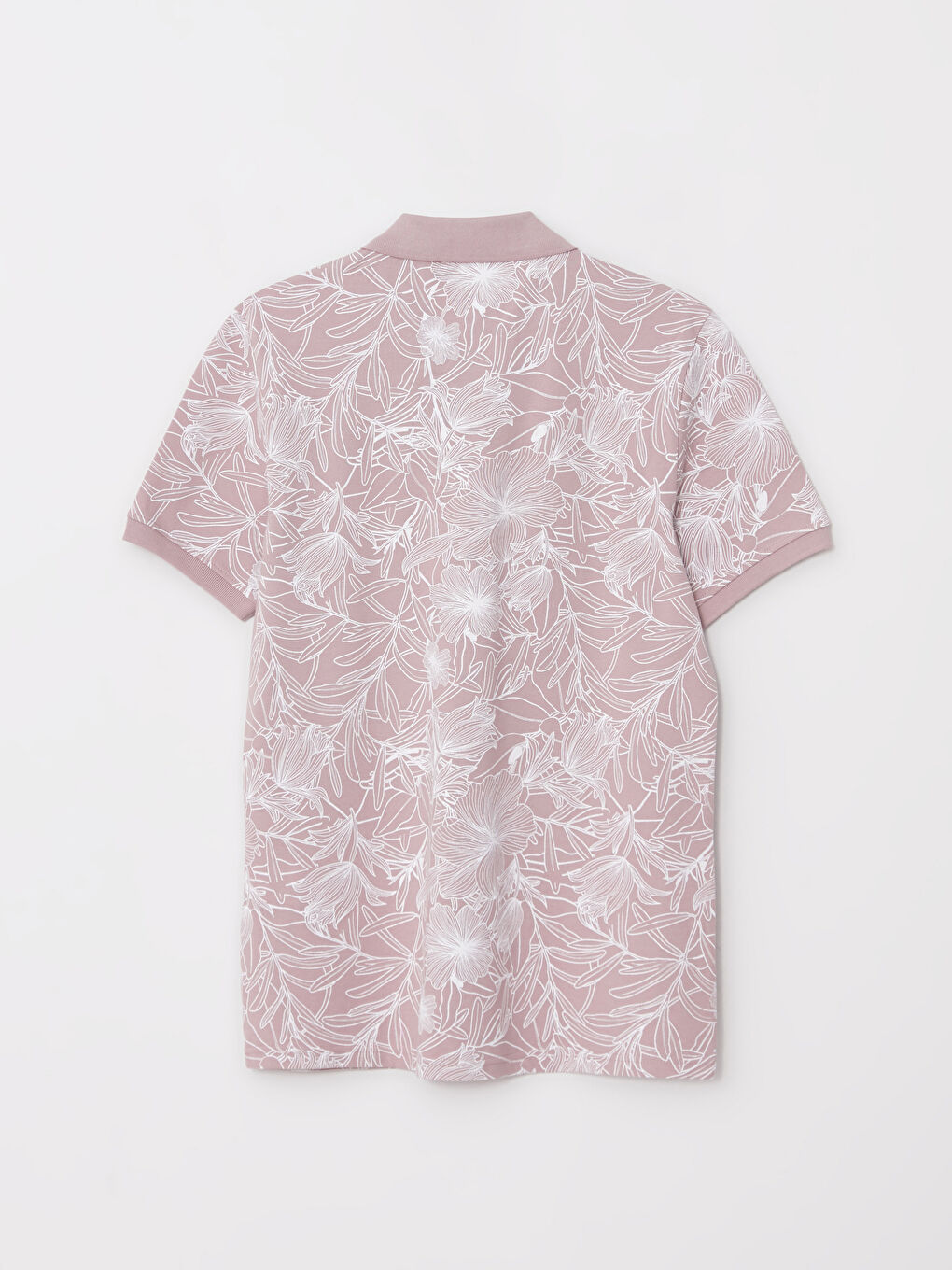 Pembe Polo Yaka Kısa Kollu Desenli Pike Erkek Tişört-6