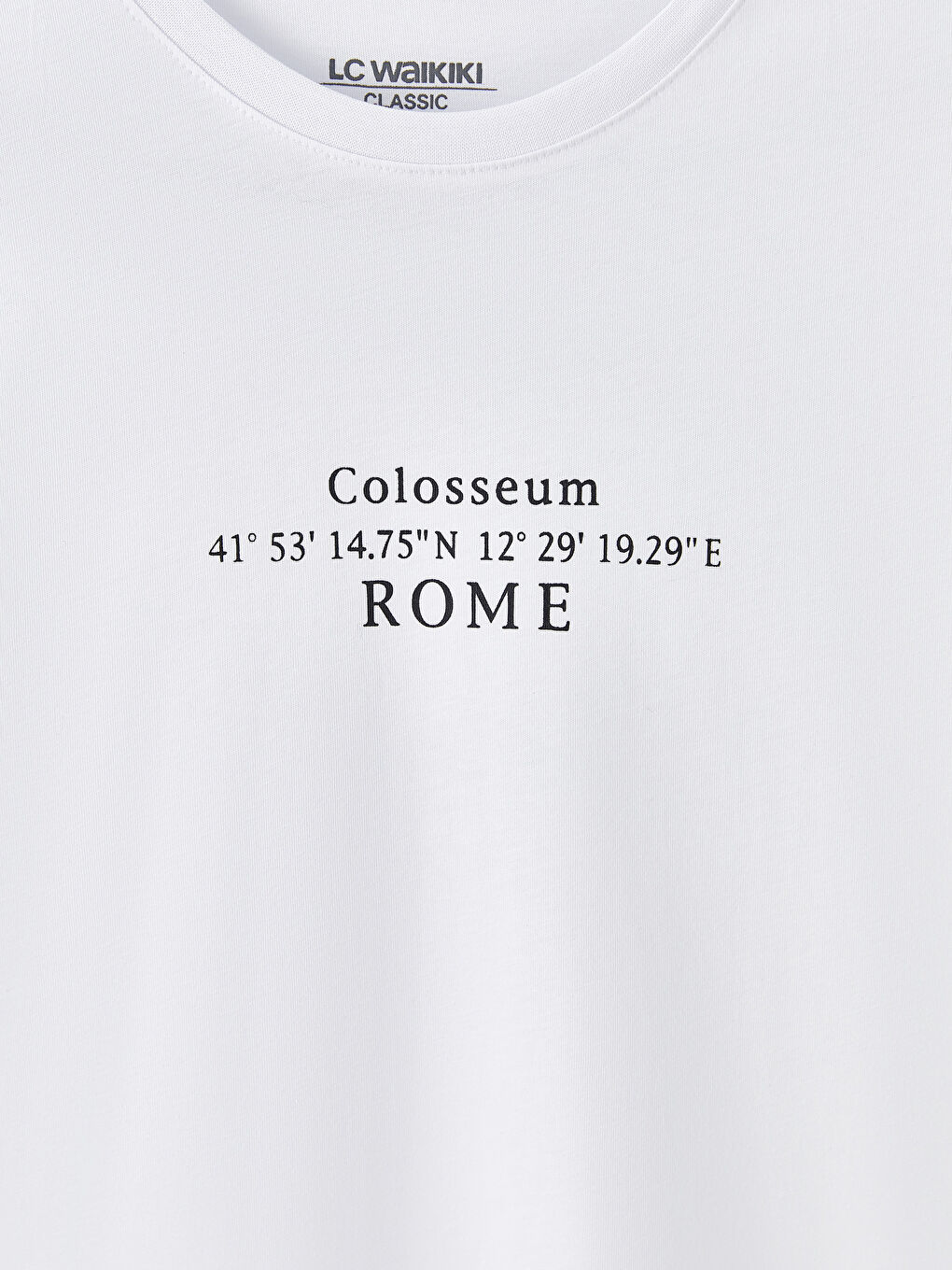 Beyaz Bisiklet Yaka Kısa Kollu Baskılı Penye Erkek Tişört-7