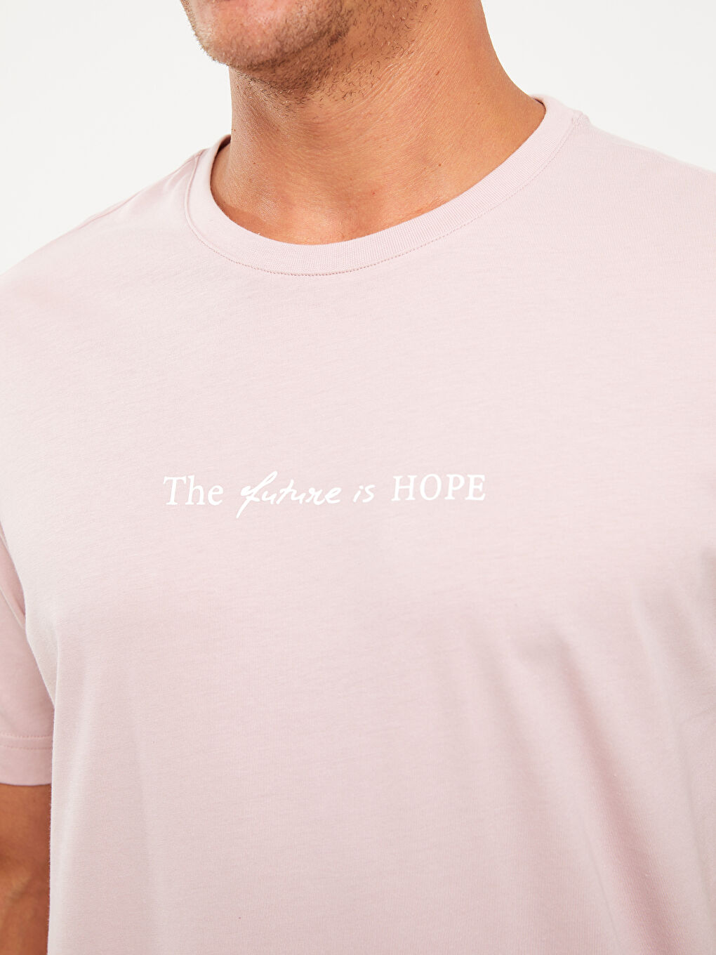 Lila Bisiklet Yaka Penye Erkek Tişört-3