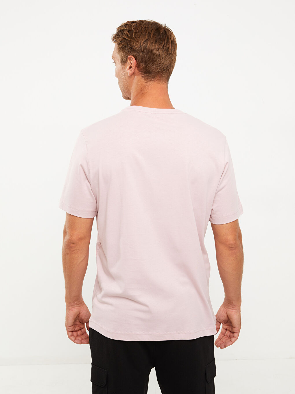 Lila Bisiklet Yaka Penye Erkek Tişört-4