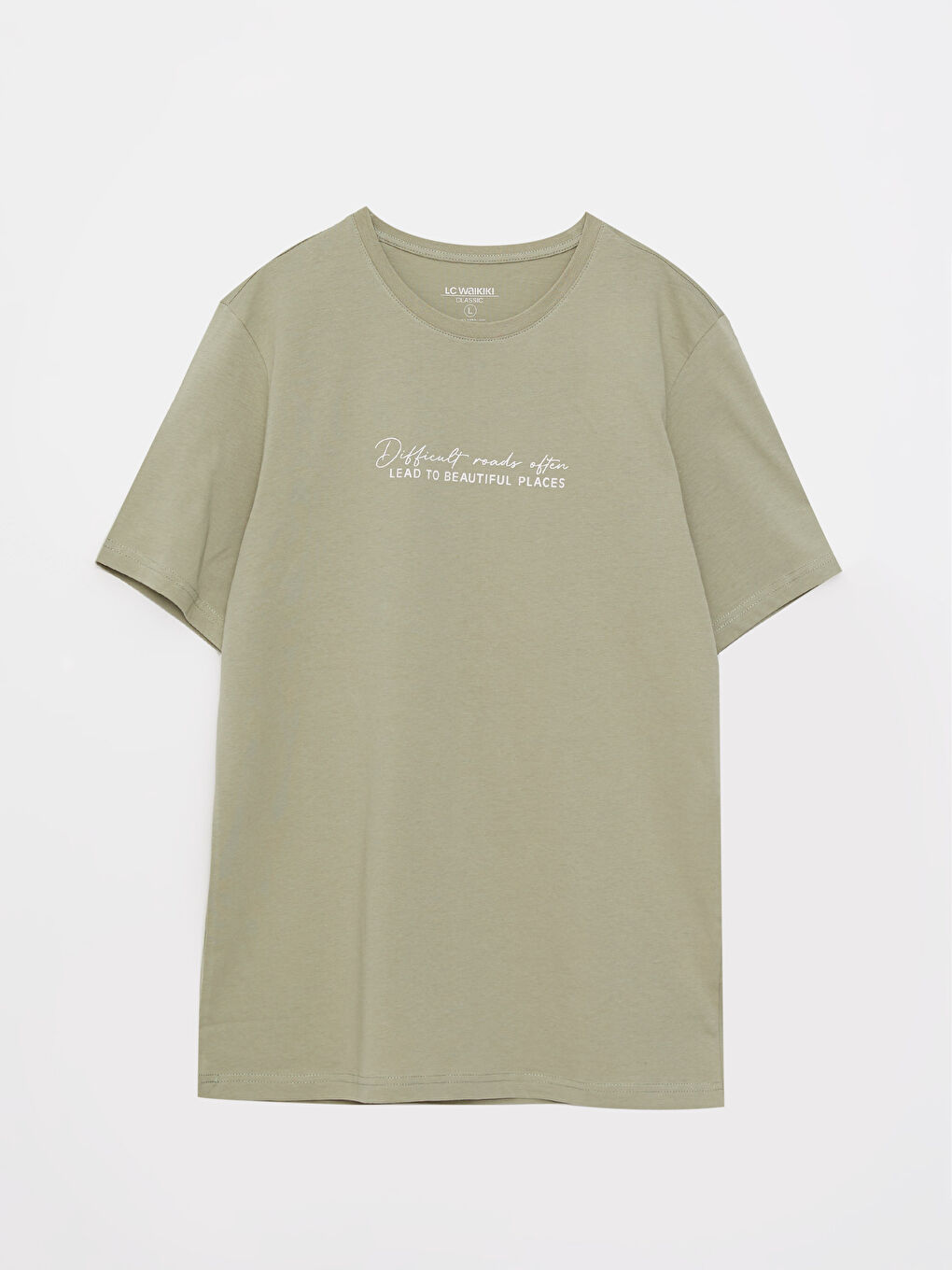 Yeşil Bisiklet Yaka Kısa Kollu Baskılı Penye Erkek Tişört-5