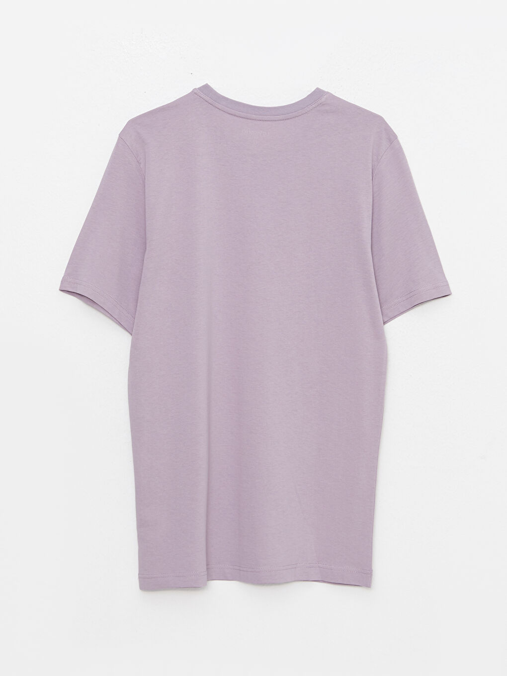 Lila Bisiklet Yaka Kısa Kollu Baskılı Penye Erkek Tişört-6