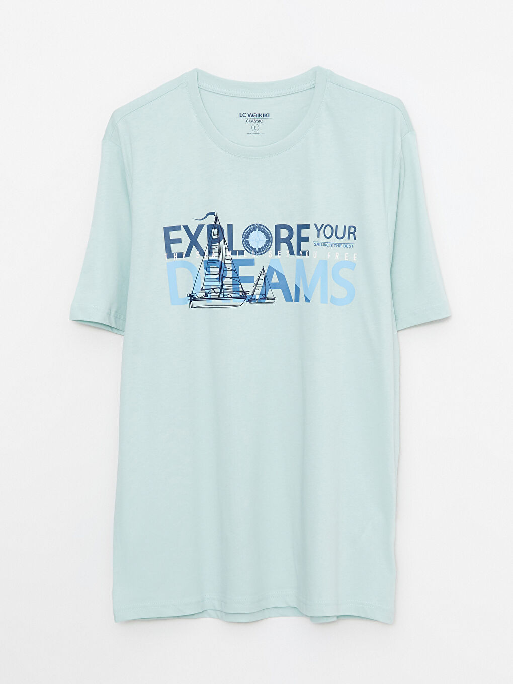 تيشيرت رجالي ياقة دائرية كم قصير مطبوع قطن ممشط-5