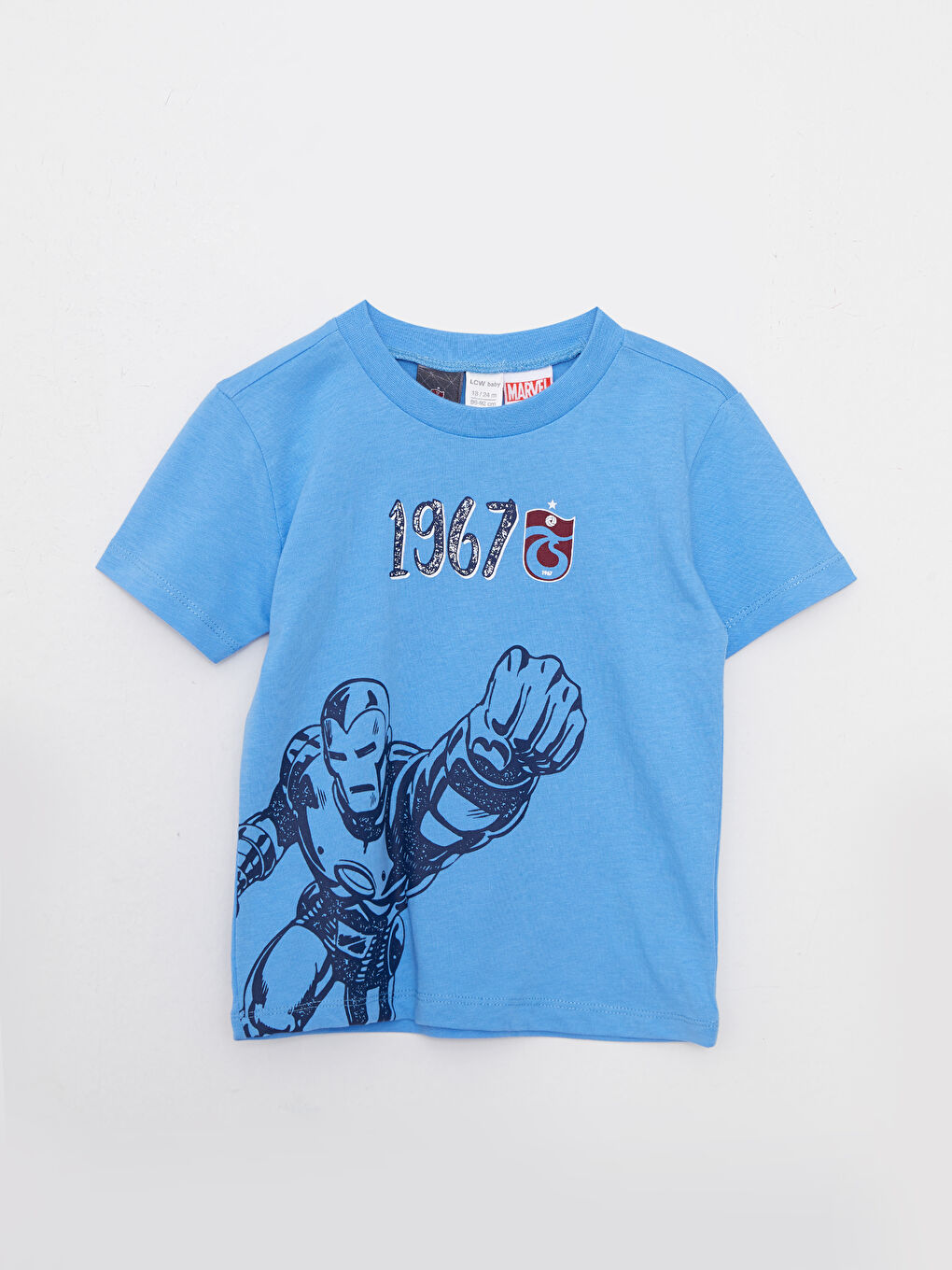 قميص طفل صغير قطن مطبوع مارفل كم قصير كول مدور