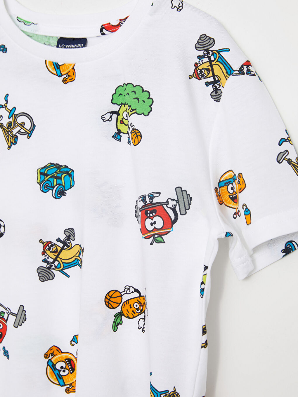 Crew Neck Printed Short Sleeve Cotton Boy T-shirt-1