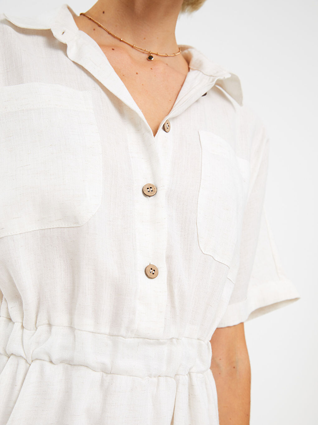 Straight Short Sleeve Women's Shirt Dress -S2LU60Z8-KMK