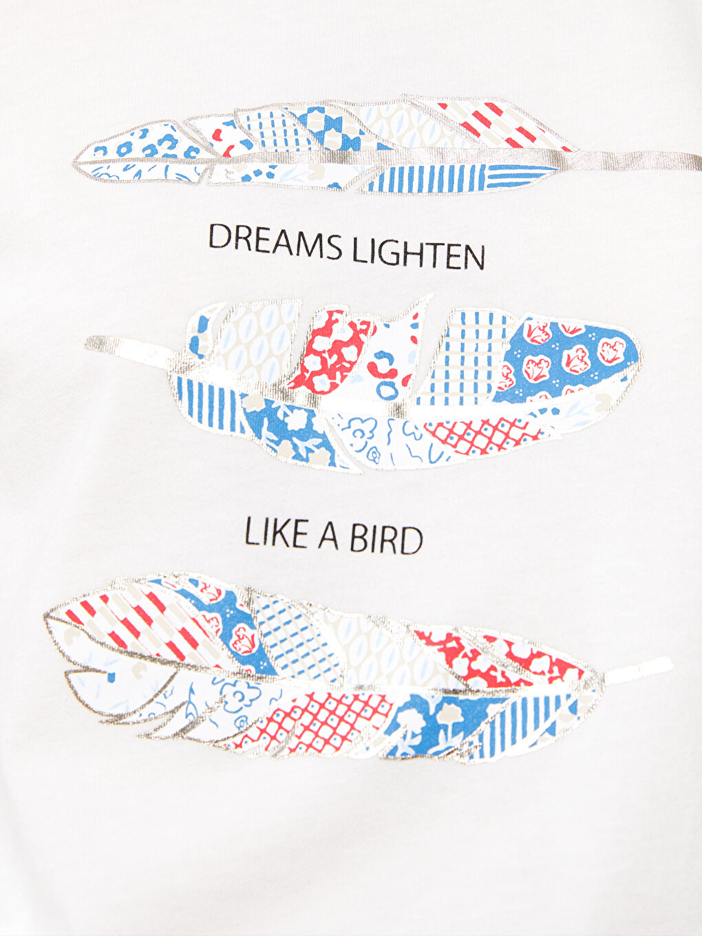 Ekru Bisiklet Yaka Baskılı Kısa Kollu Pamuklu Kadın Tişört-3