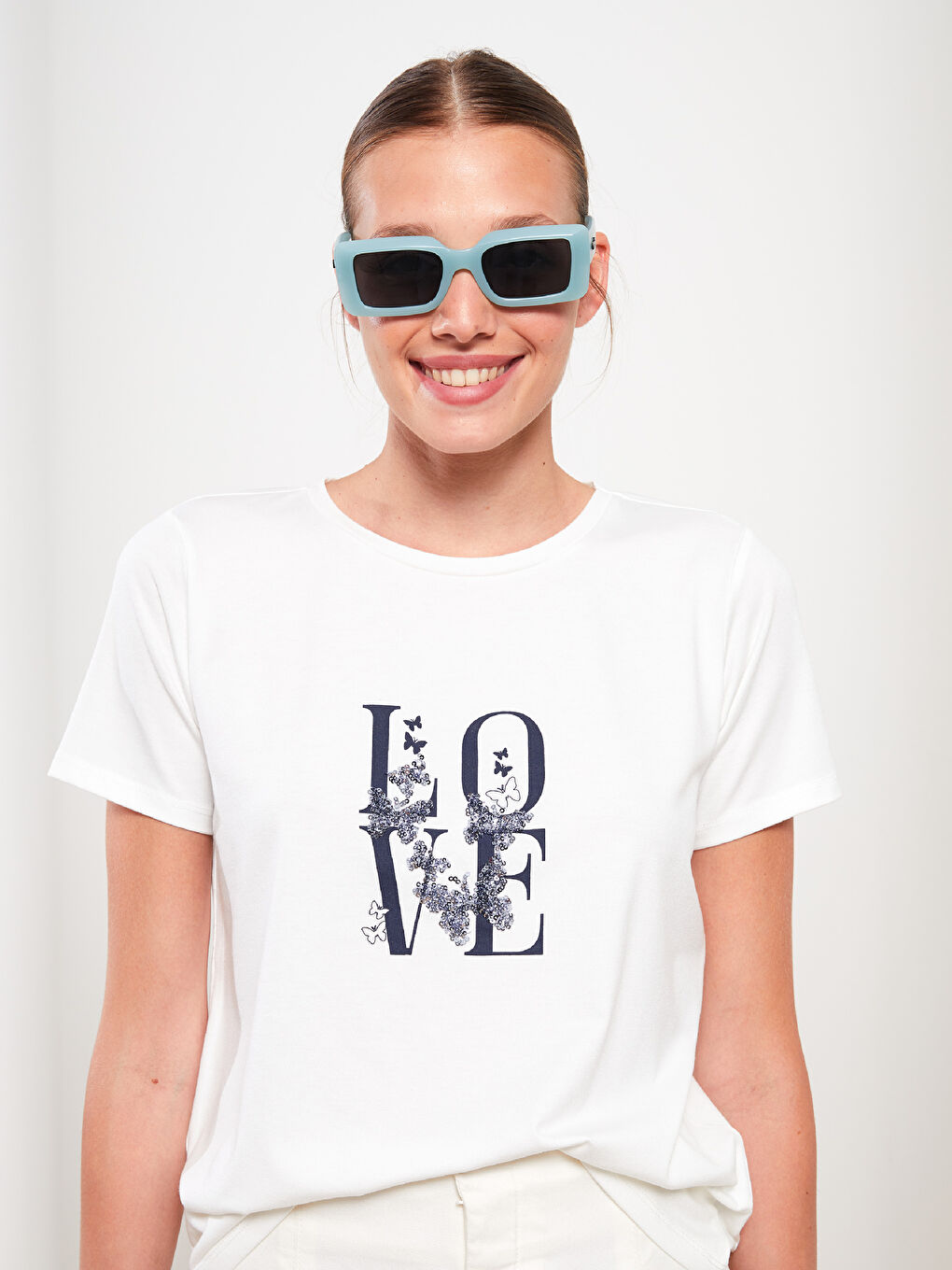 Crew Neck Printed Short Sleeve Women's T-Shirt-1